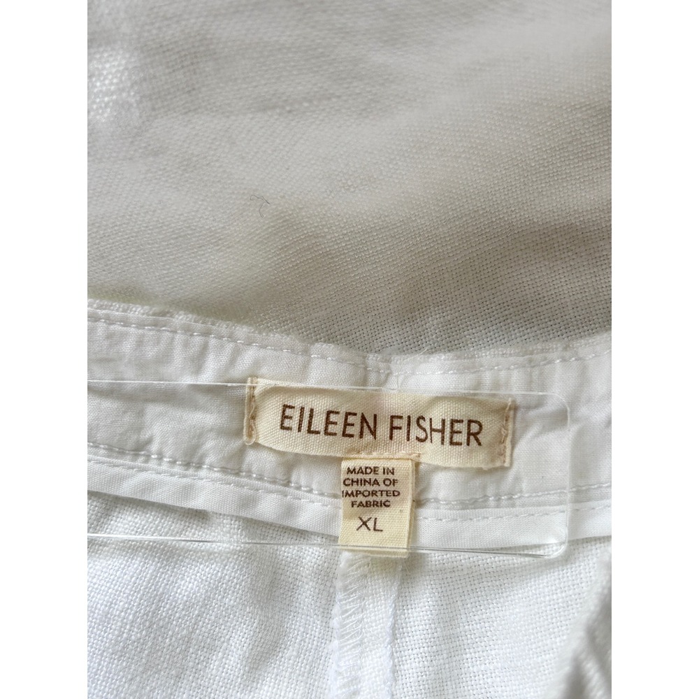 Eileen Fisher XL Linen Tapered Pants White Coastal Grandma Minimalist Lagenlook - Picture 3 of 10